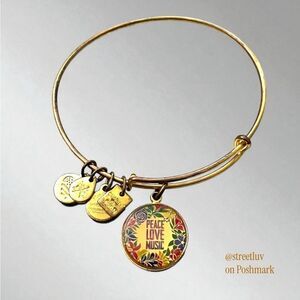 Alex & Ani Peace Love Music Charm Bangle Gold EUC